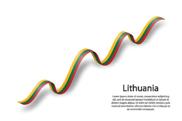 Waving ribbon or banner with flag of Lithuania