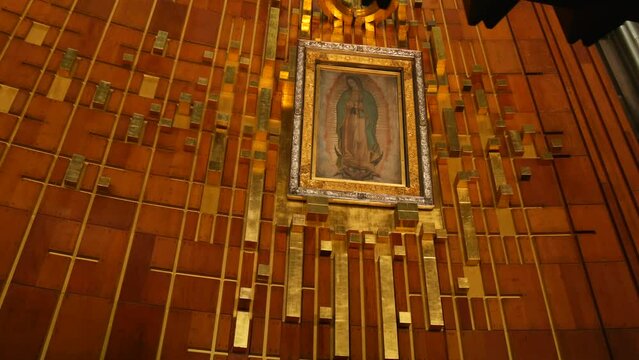 The image of Virgin of Guadalupe in the Basilica of Our Lady of Guadalupe in Mexico City