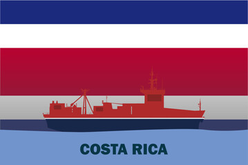 Sea transport with Costa Rica flag, bulk carrier or big ship on sea, cargo and logistics