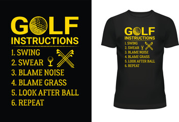 Golf Instructions Typography T Shirt Design