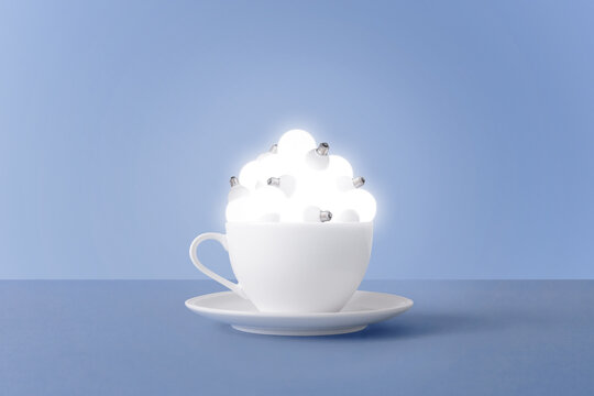 Ceramic cup with bunch of light bulbs