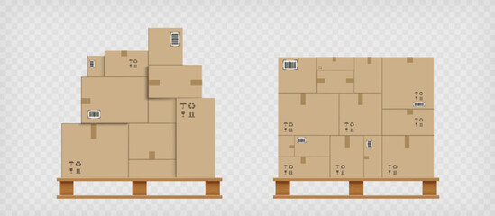 Cardboard boxes on a pallet. Cargo delivery