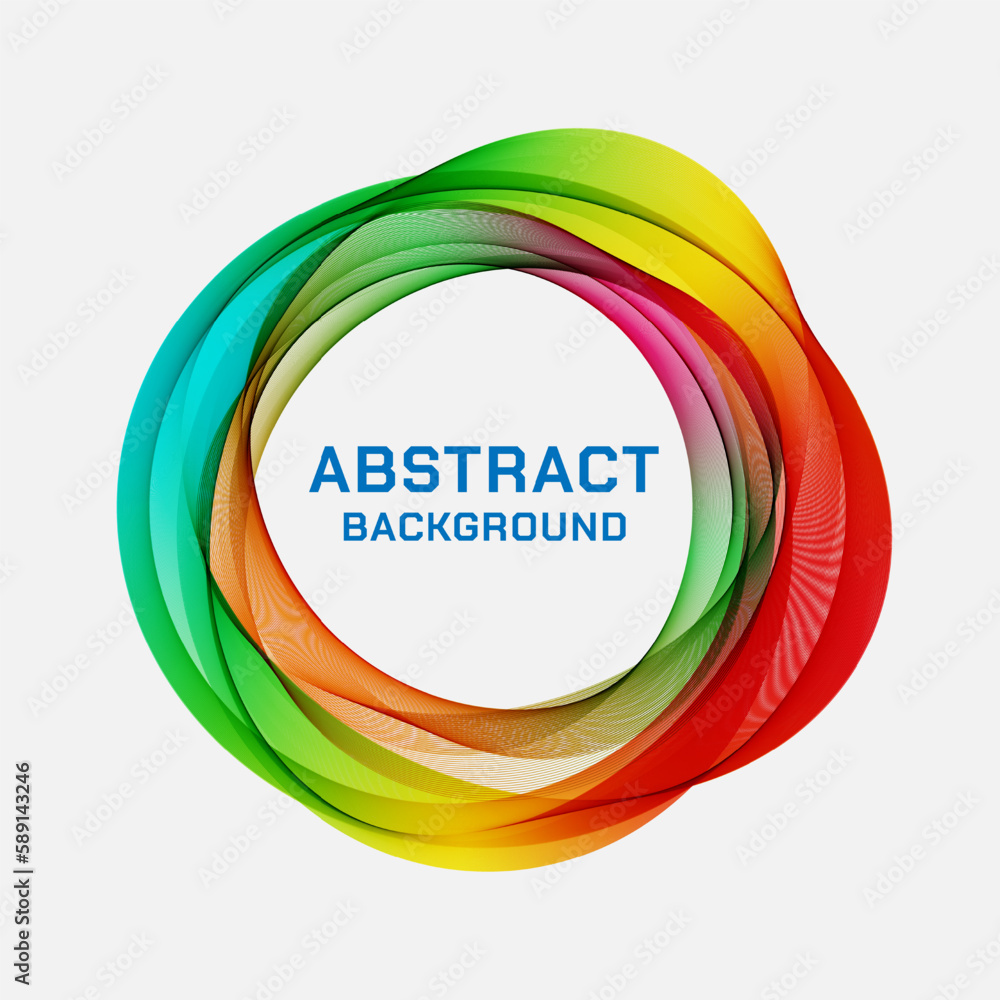 Poster abstract background beautifully lined circles of many bright colors. the space in the middle put let