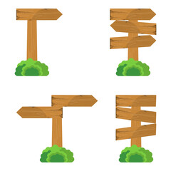 Wooden Direction Sign with Bushes - Nature Trail Marker Design