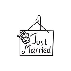 Plate Just Married black line icon.