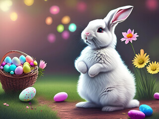 Cute Easter Bunny Background and wallpaper