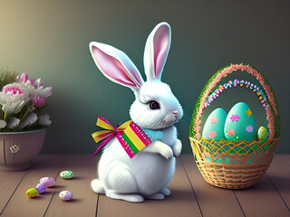 Cute Easter Bunny Background and wallpaper