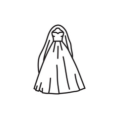 Wedding dress black line icon. Fashion look. Bridal boutique.