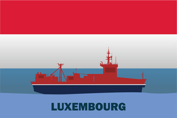 Sea transport with Luxembourg flag, bulk carrier or big ship on sea, cargo and logistics