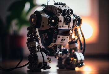 工場のロボットアームと通信ネットワーク　FA　IoT. Generative AI