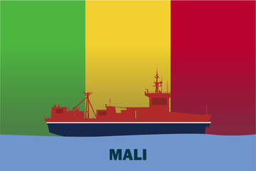 Sea transport with Mali flag, bulk carrier or big ship on sea, cargo and logistics