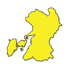 Simple outline map of Kumamoto is a prefecture of Japan