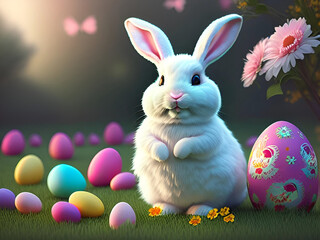 Cute Easter Bunny Background and wallpaper