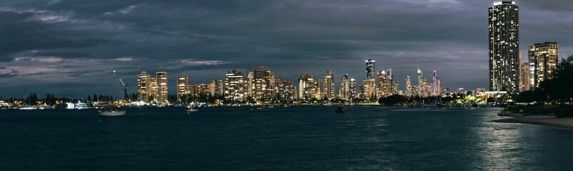 Fototapeta na wymiar Panoramic View of Gold Coast city skyline