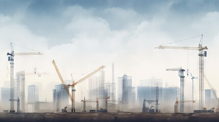 Fototapeta na wymiar Construction city landscape, cityscape, generative AI
