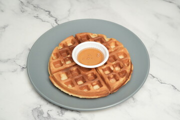 Waffle with syrup