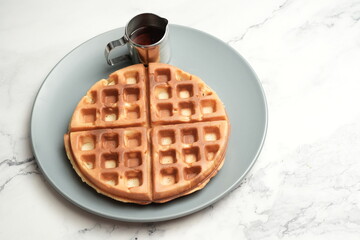 Waffle with syrup