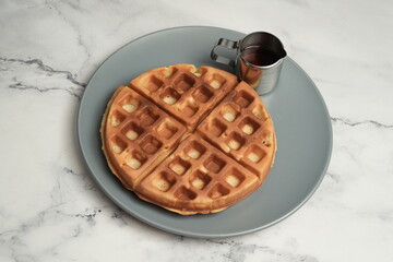 Waffle with syrup