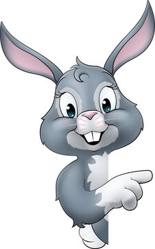 recommend clip art: Easter Bunny Rabbit Cartoon Character Peeking Sign