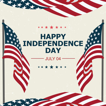 Happy Independence Day.  flag of USA with text on retro background, USA Independence Day, modern background vector illustration