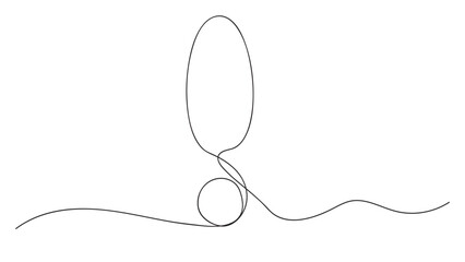 Exclamation mark. One continuous line drawing. Vector illustration.