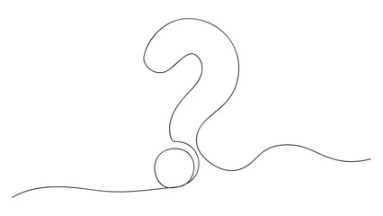Question Mark, continuous one line drawing, vector illustration
