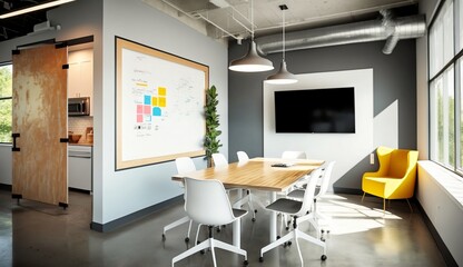 modern living room, modern office interior, AI-generated