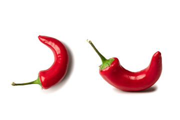 Red hot chili pepper isolated on a white background.