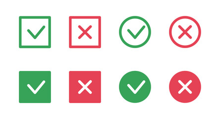 Checkmark cross on white background. Vector illustration.