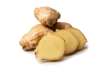 Ginger root isolated on white background.
