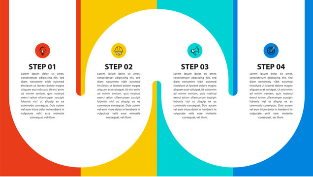 Infographic template. Colorful path with 4 steps