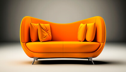 orange sofa isolated, Generative ai