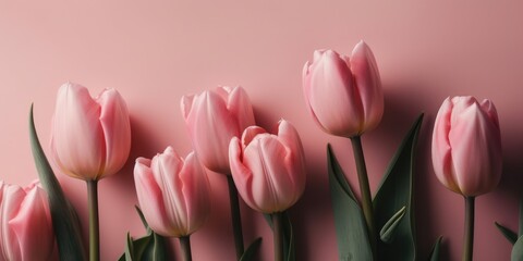 Pink Tulips Feminine Floral Wallpaper and Greeting Card banner