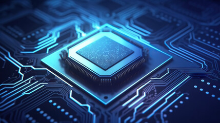 Microprocessor and CPU technology background. Main microchip on the motherboard. Based on Generative AI