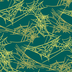 A cobweb pattern. Vector illustration of a light cobweb of different sizes and drawings. Printing on textiles and paper. Gift wrapping for Halloween, Bed linen. festive shades