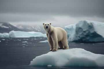 Obraz na płótnie Canvas Polar bear and iceberg concept, generative ai