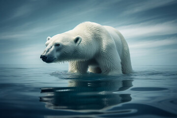 Obraz na płótnie Canvas Polar Bear swimming in the water, generative ai
