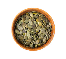 Pumpkin Seeds Isolated, Raw Pepita Grains, Scattered Green Healthy Nuts, Pumpkin Seed Group on White