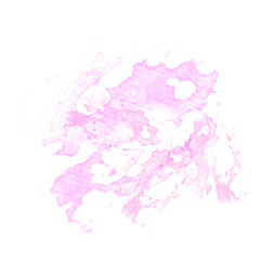 A stain of watercolor on white background, the pink color of the watercolor.