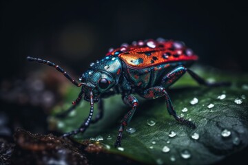 Naklejka premium bug on a leaf made with generative ai