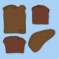 Set of different cut pieces of brown bread
