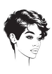 Attractive black women with short hairstyle