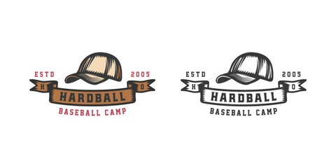 Fototapeta premium Vintage retro baseball sport emblem, logo, badge, label. mark, poster or print. Monochrome Graphic Art. Vector Illustration.