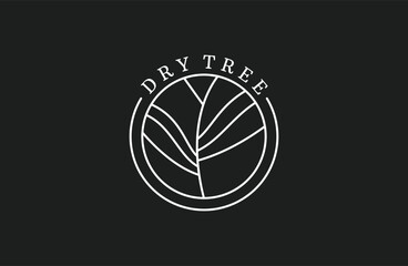 dry tree logo design, dry season with logo line art