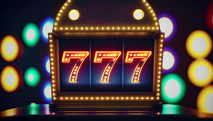 slot machine with winner combination 777, Generative AI