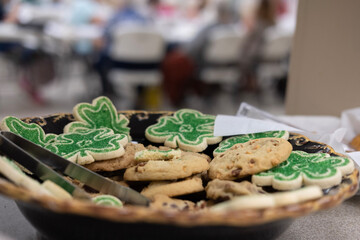 shamrock cookies on a plate