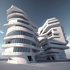 Fototapeta na wymiar Generative ai ilustration , futurism architecture city, futurism buildings .