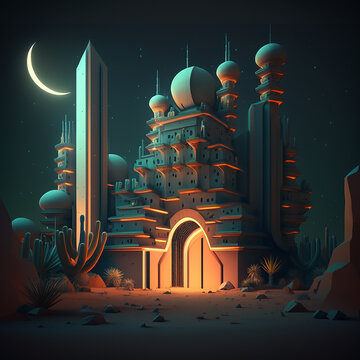 illustration futuristic mosque