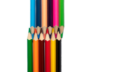Color pencils isolated on white background.Close up.
