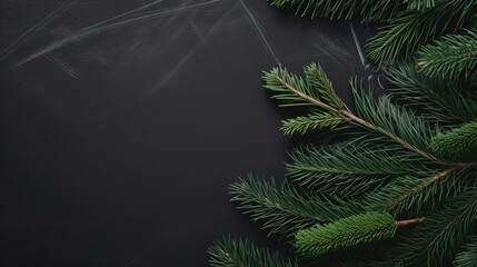 Copyspace background with pine needles decor. Wallpaper template created using generative AI Tools.